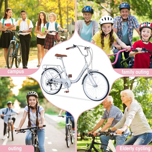 26 Inch Womens Beach Cruiser Bike 7 Speed，Hybrid Bike Women，Womens Commuter Bicycle，High-Carbon Steel Frame，Anti-Skid Tires，Multiple Colors