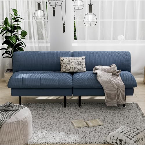 70" Futon Sofa Bed, 4 in 1 Multi-Function Couch Sleeper with Adjustable Backrest, Modern Convertible Futon, Recliner Small Loveseat for Living Room