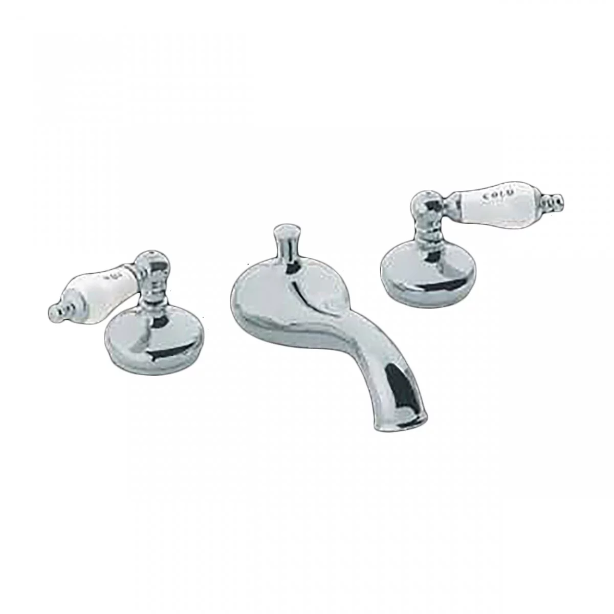 Tub Faucet Bathroom Tap Heavy Chrome Porcelain Lever Handles Deck Mount| Renovators Supply