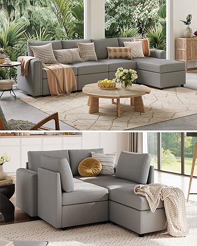 LINSY HOME Modular Sectional Sofa, Convertible U Shaped Sofa Couch with Storage, Memory Foam, Modular Sectionals with Ottomans
