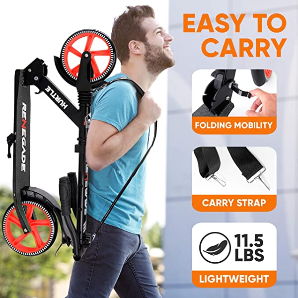 Hurtle Scooter &ndash; Scooter for Teenager &ndash; Kick Scooter &ndash; 2 Wheel Scooter with Adjustable T-Bar Handlebar &ndash