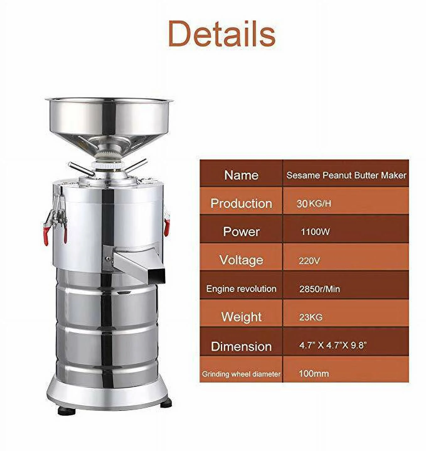 1100W Electric Peanut Butter Making Machine Home Commercial Sesame Walnut Grinder