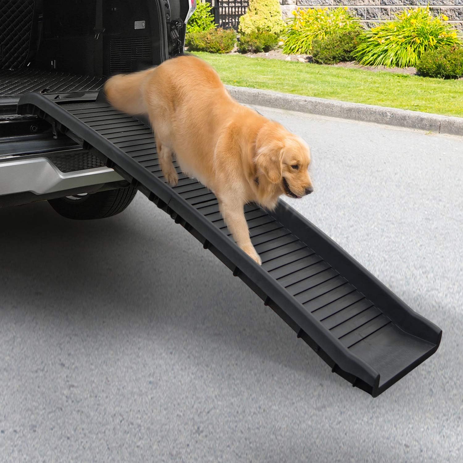 COZIWOW 61”L Heavy Duty Portable Folding Dog Ramps for Large Dogs SUV, Truck Car Ramp Stairs Step Ladder for Pet