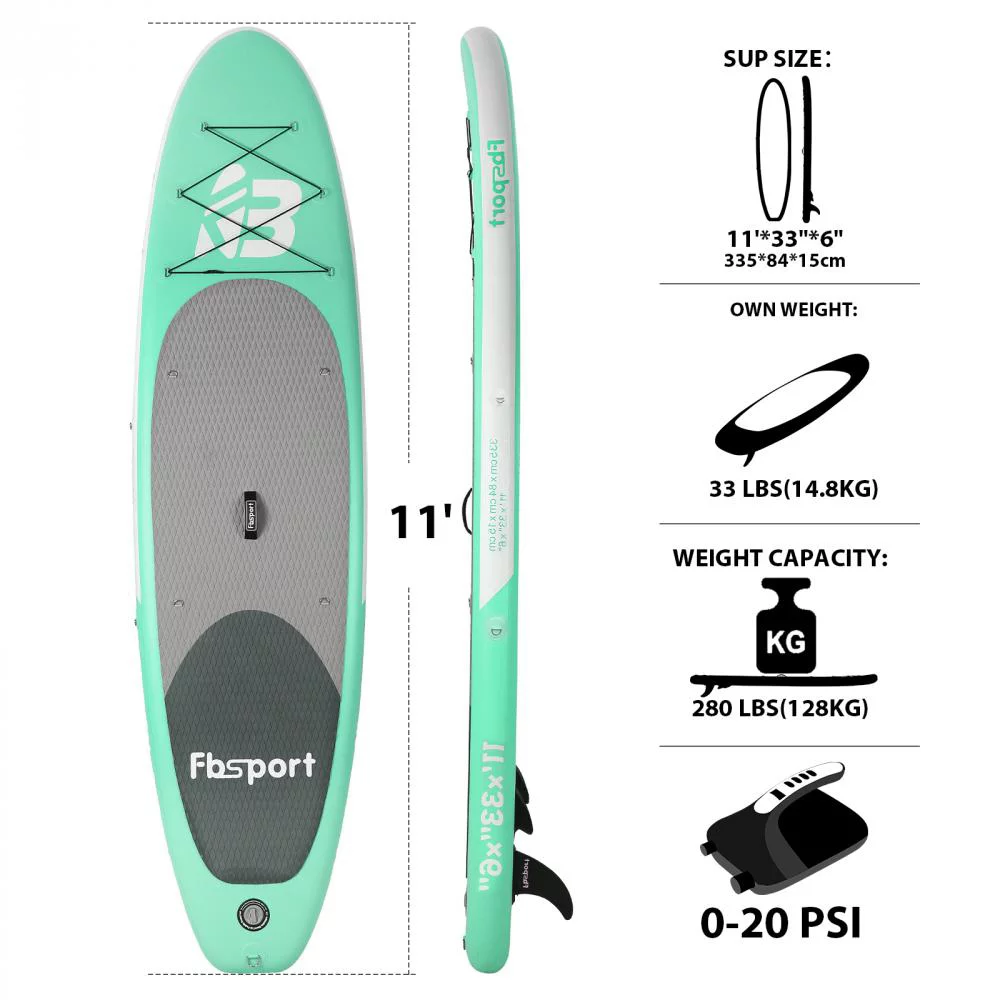 Fbsport Electric Inflatable Paddle Board, Stand UP Paddleboard 11' Length with Electric Pump SUP Accessories