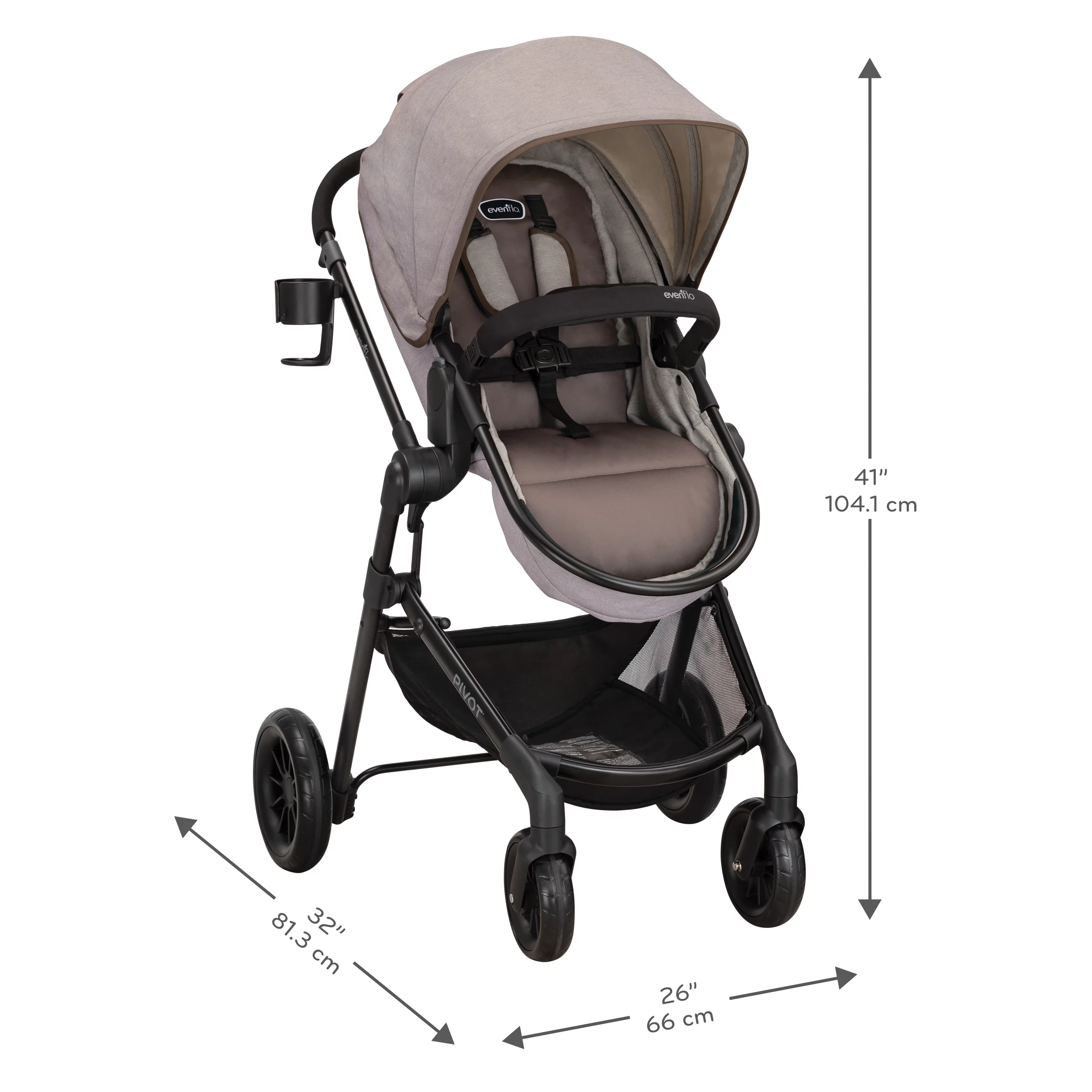 Pivot Modular Travel System with LiteMax Infant Car Seat with Anti-Rebound Bar (Desert Tan) - Radiant Selections