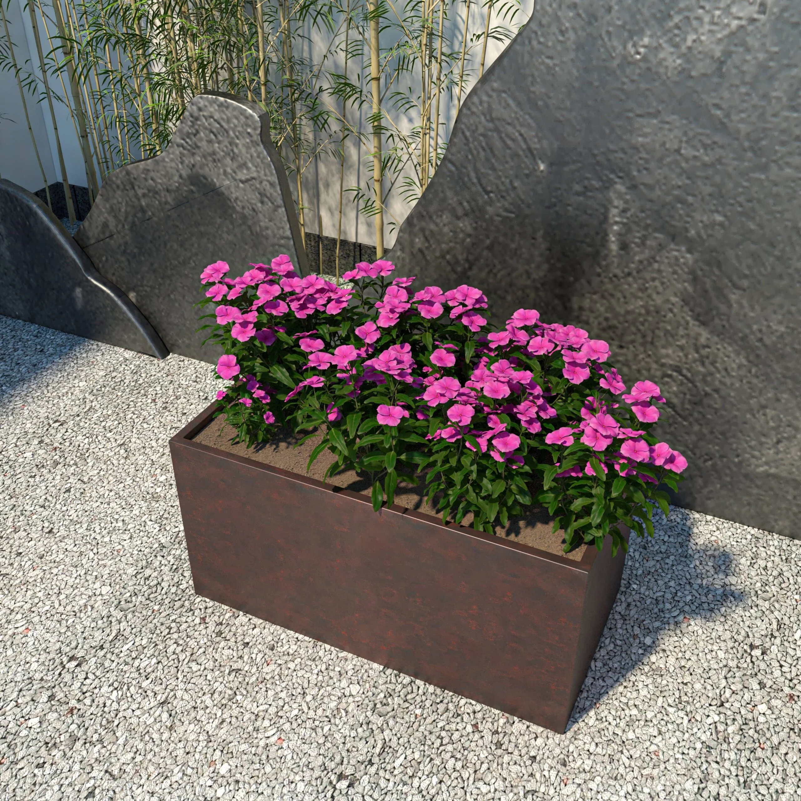 LeisureMod Bloom Fiberstone and MGO Clay Planter, Mid-Century Modern Rectangular Planter for Indoor and Outdoor Use (Brown, 16")