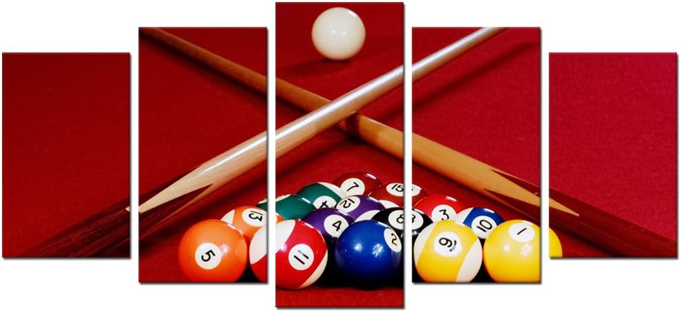 Biuteawal Playing Pool Table Billiard Balls Picture Canvas Wall Art Sport Giclee Prints Snooker Photo Painting for Home Game Room Club Bar Wall