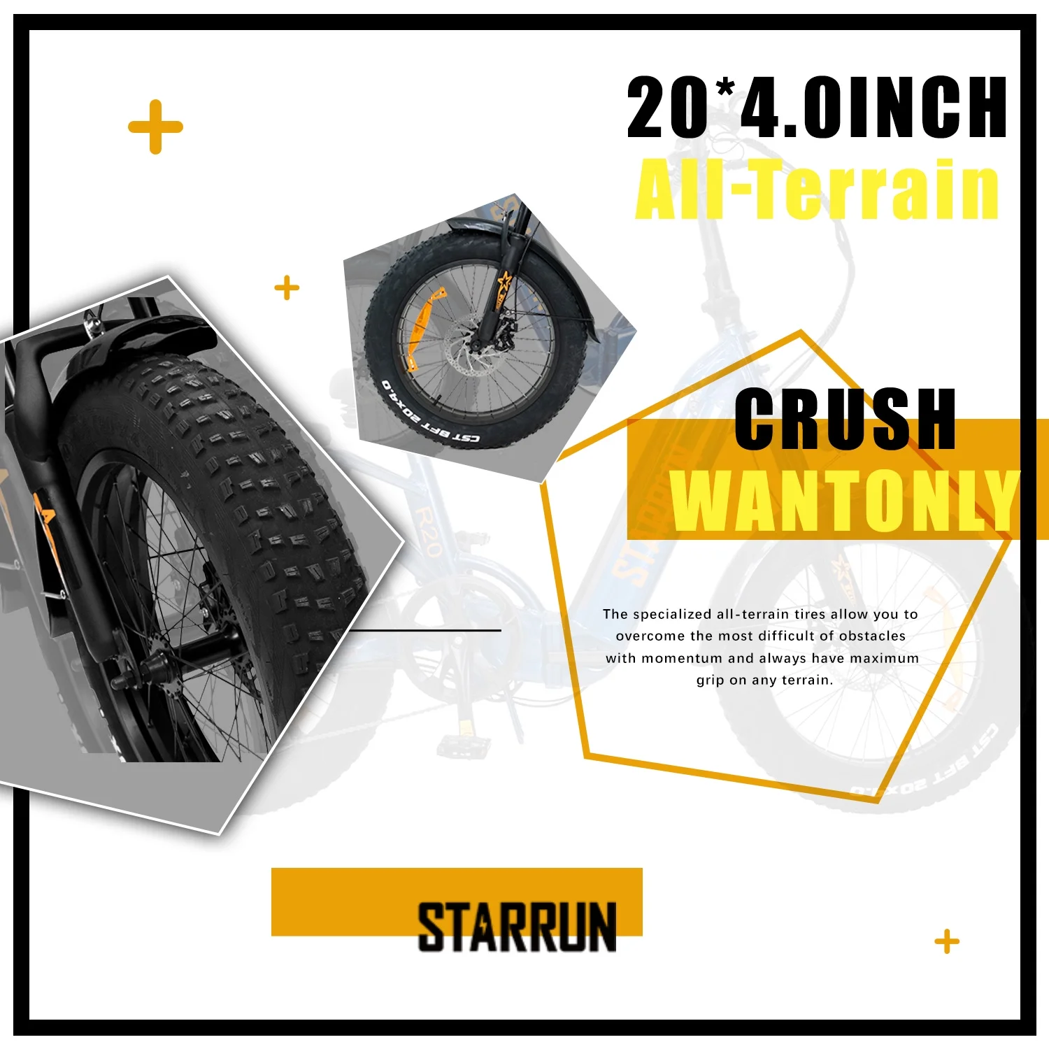 Foldable Electric Bike, Up to 20mph & 48V 20AH Removable Battery & Full Suspension Electric Bicycle for Adults, 20''×4.0'' Electric Bike Fat Tire