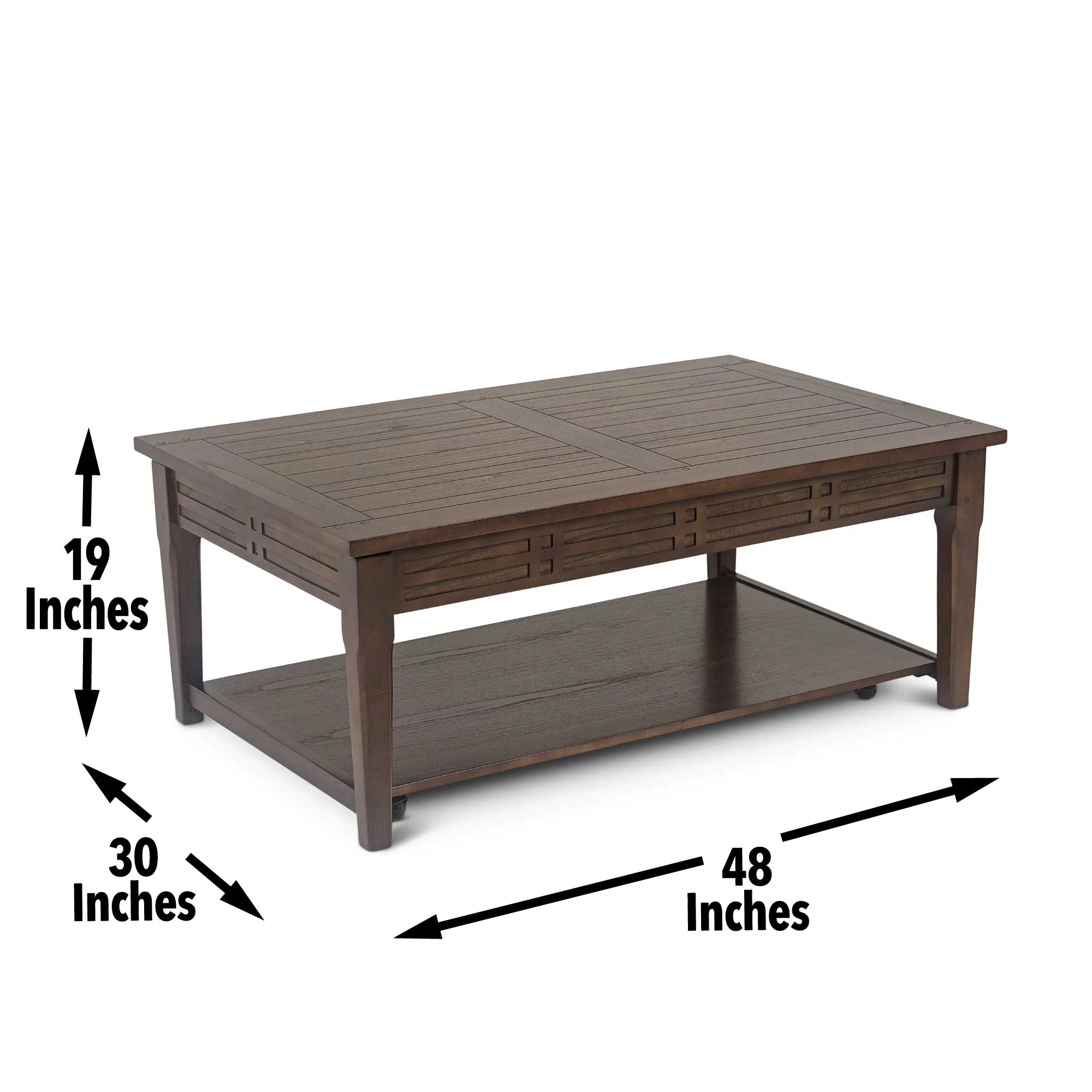 Steve Silver Crestline Indoor Rustic Wood Rectangle Lift Top Coffee Table, Cherry