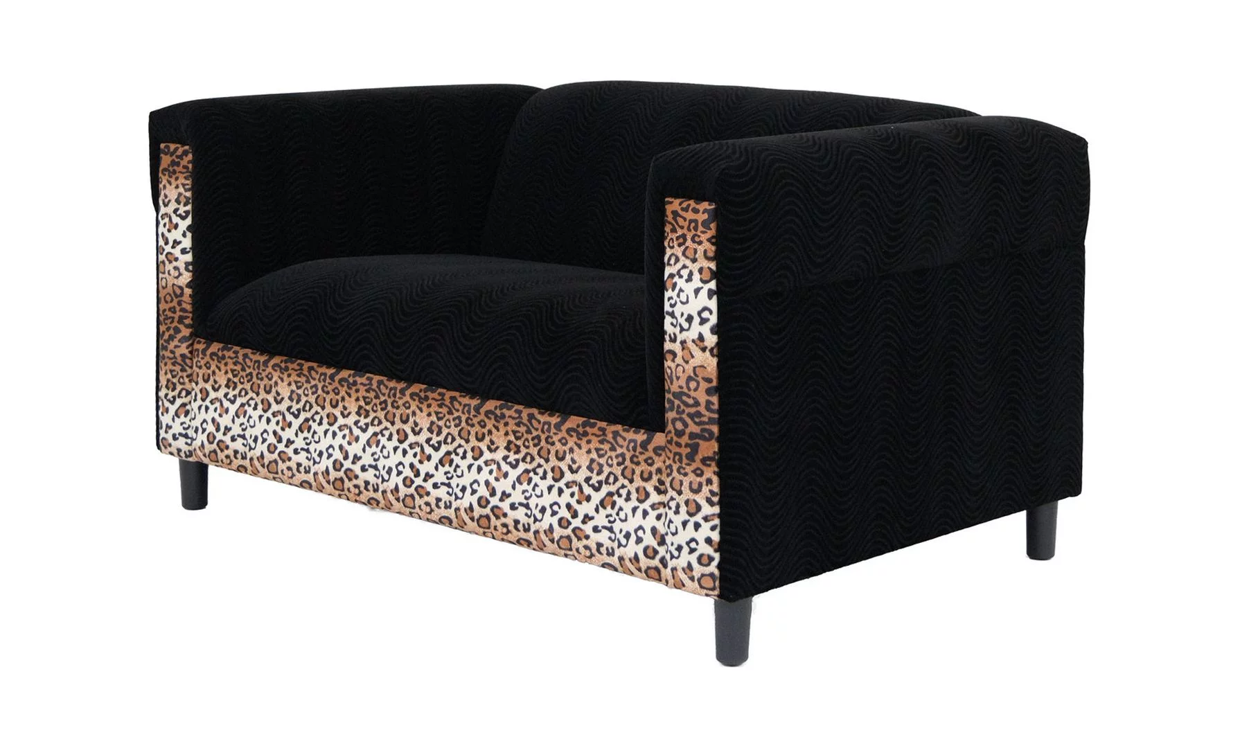Coast to Coast Sofas Broadway Velvet Black Loveseat Sofa for with Leopard Print Solid Wood Frame