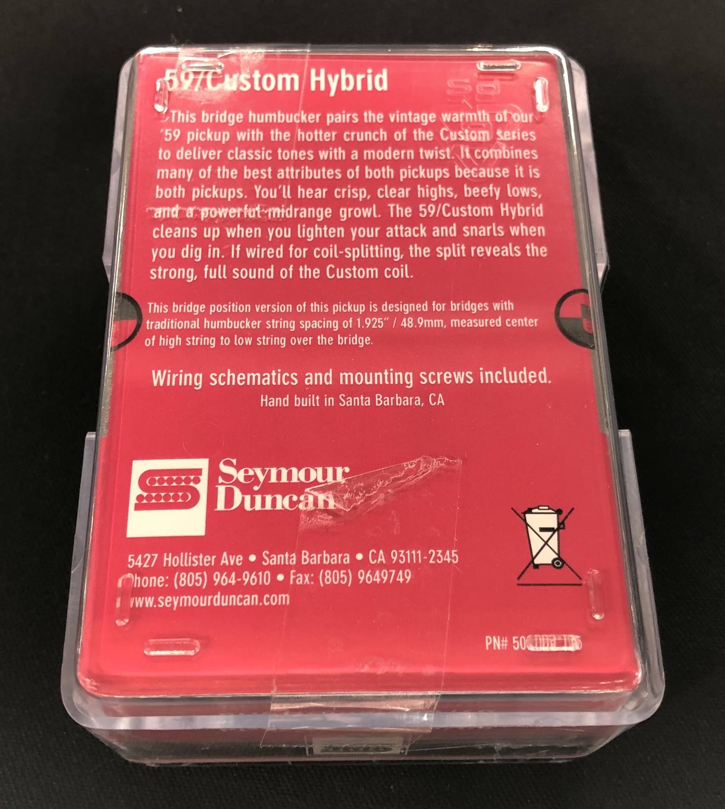 Seymour Duncan SH-16 59 Custom Hybrid Black Humbucker Pickup