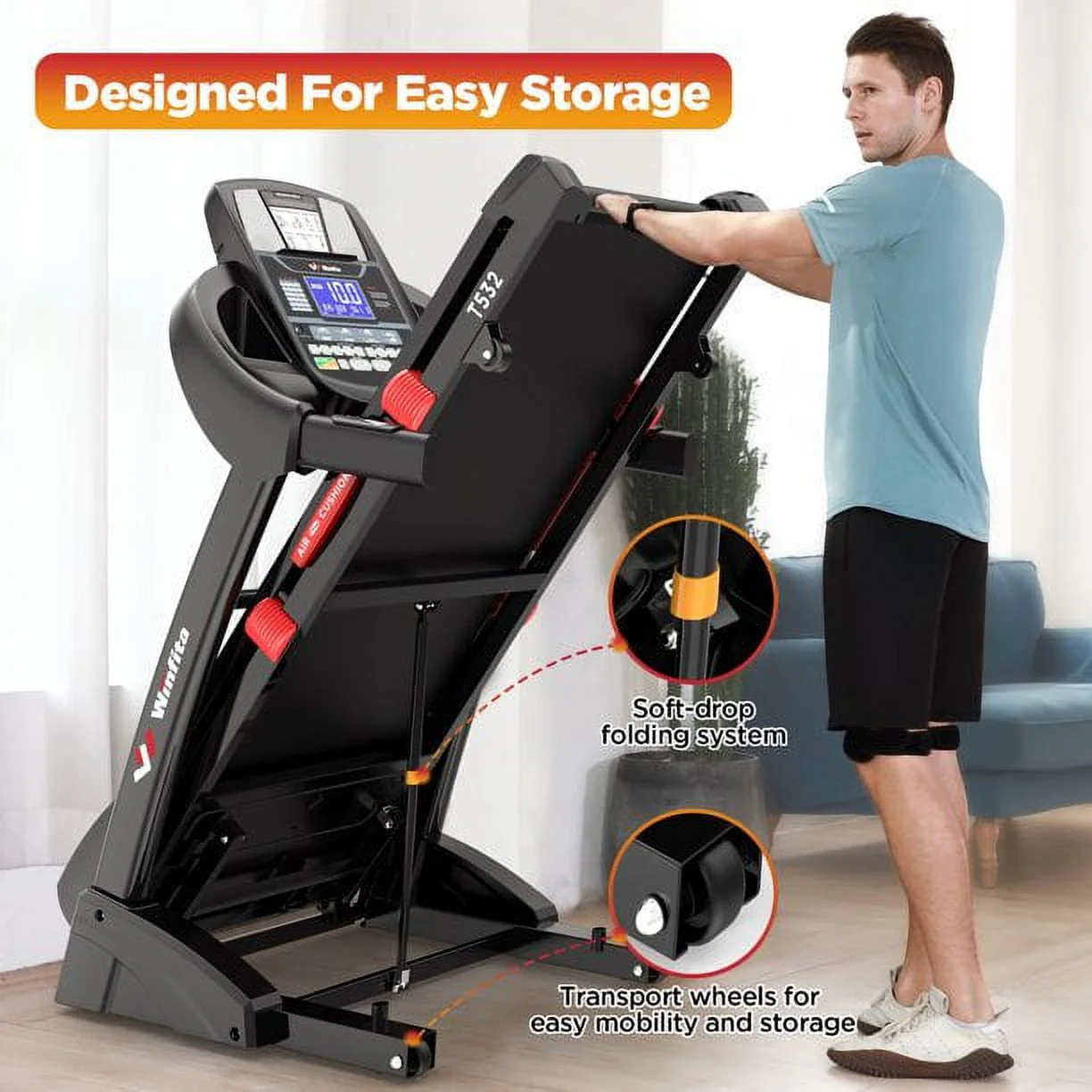 Famistar 4.5HP Folding Treadmill Clearance for Home with 15% Auto Incline 300 LBS Capacity Up to 10MPH Speed Running Machine