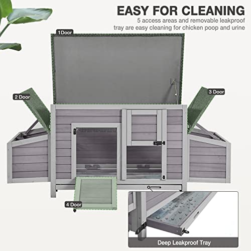 Large Chicken Coop - Unique Folding Design for Easy to Set Up - Chicken House for Outdoor with Two Nesting Box, Leakproof Pull-on Tray