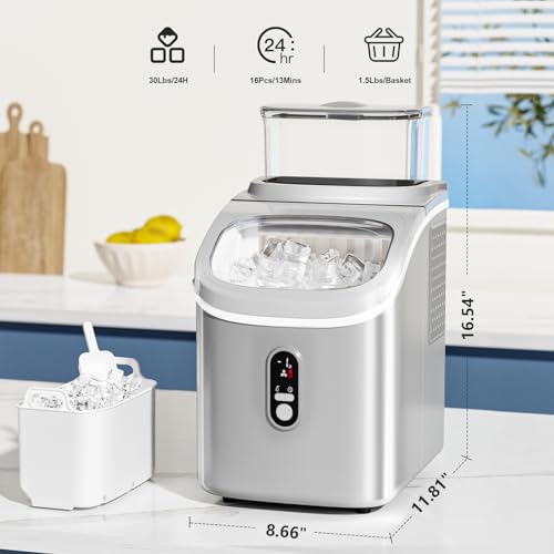 Ice Cube Maker Antarctic Star Countertop Ice Machine, 2 Ways to Add Water, 30Lbs/24H, 16Pcs/13Mins, Self-Cleaning, Ice Scoop&Ice Basket