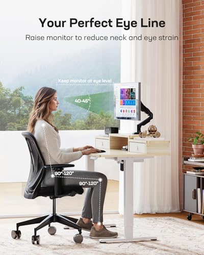 Marsail Electric Standing Desk with Drawers, 55″ x 28″ Height Adjustable Sit Stand Up Desk with Storage Shelf