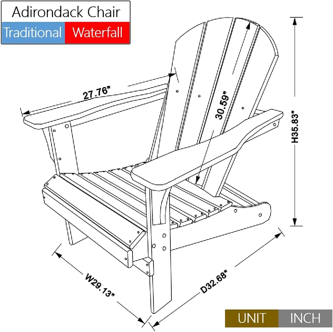 WILLIAMSPACE Adirondack Chairs Set of 2, Lifetime Outdoor Adirondack Chair Oversized Fire Pit Chair