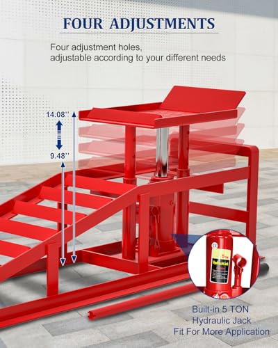 Hydraulic Car Ramps, 4-Position Adjustment, 5T 11000lbs Low Profile Car Lift Service Ramps Truck Trailer Garage,Height Hydraulic Vehicle Ramps
