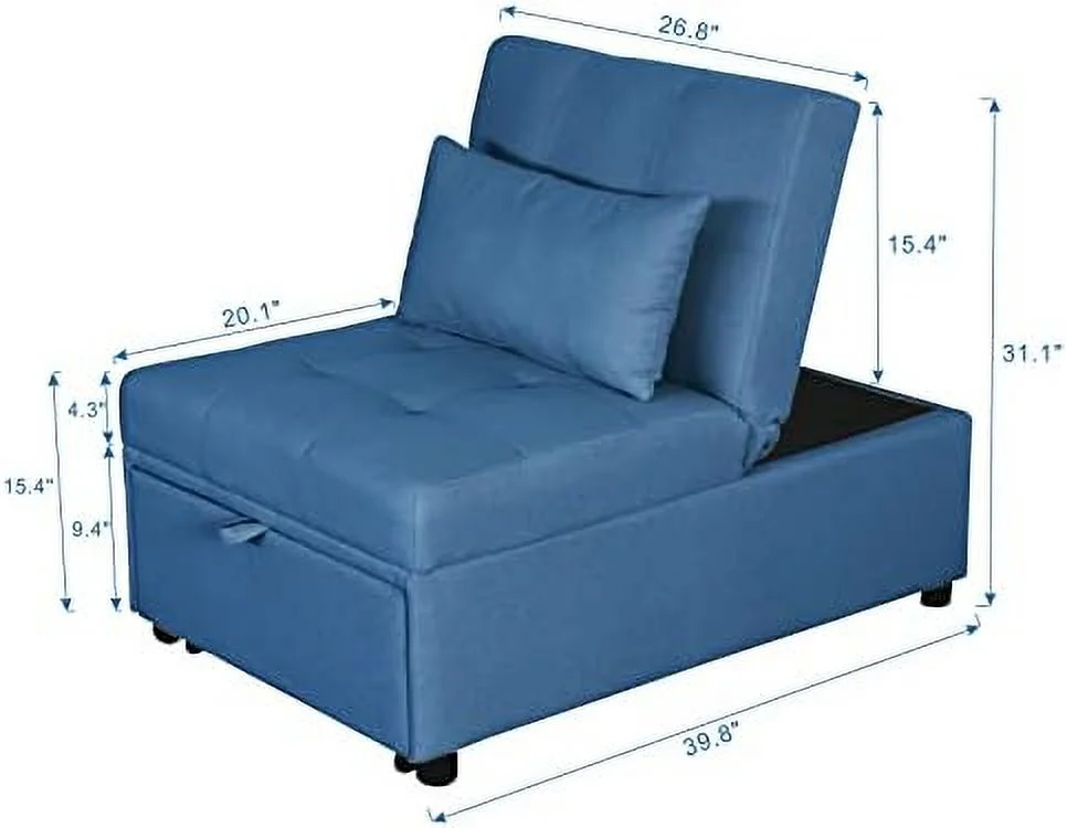 YZboomLife Sleeper Chair Bed  Convertible Chair 4 in 1 Multi- Folding Ottoman Sofa Bed Pull Out Sleeper Chair Beds  Adjustable Backrest  Single Bed