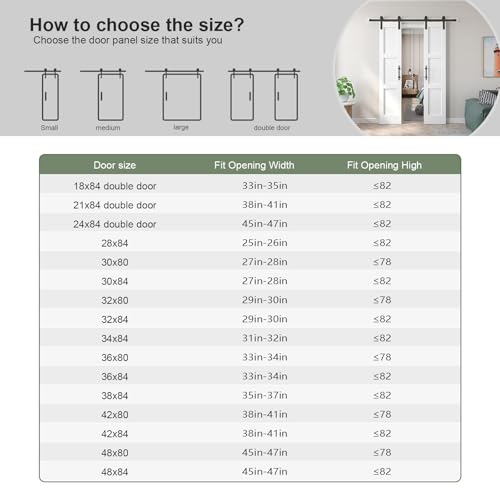 Fredbeck Double 21inx84in White Barn Door and 7FT Sliding Barn Door Hardware Kit Included,Solid,MDF, PVC Surface,DIY Assembly,5-Panel