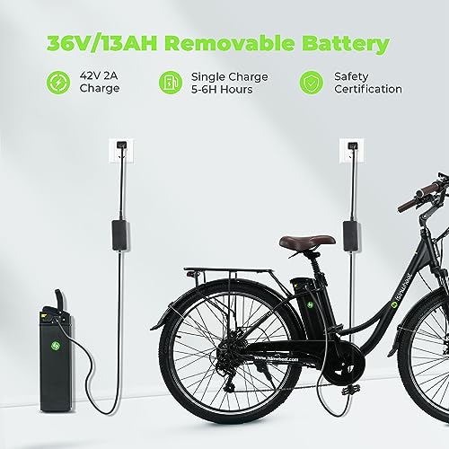 isinwheel M60 Electric Bike for Adults 750W 28mph Ebike with 48V 13Ah Removable Battery, USB Charging Port, 7 Speed Gearshift