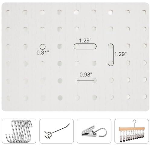Pegboard Display, 5.6Ft Wooden Room Divider Folding Privacy Screens Portable Freestanding Wall Organizer for Retail Craft Art Display Board (4panels