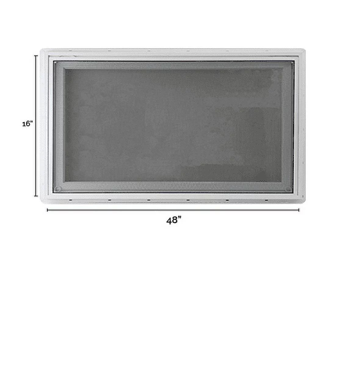 Shed Windows and More 48" x 16" Inward Opening Awning Windows Tempered Low-E Glass White Vinyl Frame Casement Window