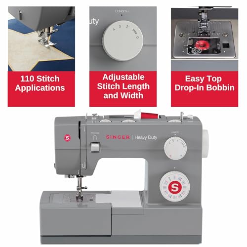 SINGER Heavy Duty 4432 High Speed Black Sewing Machine with Accessory Kit | Strong Motor with Enhanced Piercing Power, 110 Stitch Applications