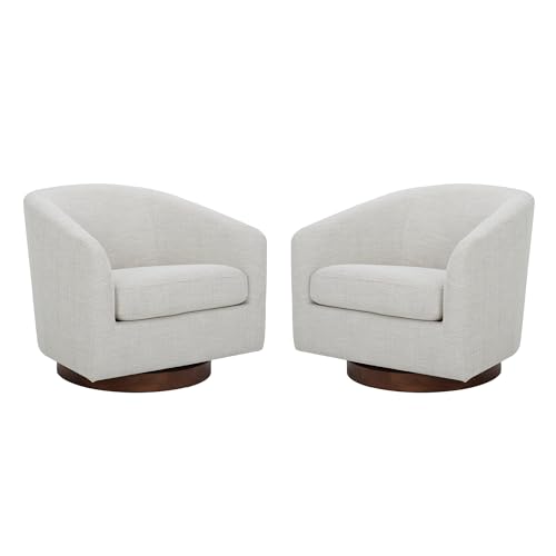 CHITA Swivel Accent Chair, FSC Certified Upholstered Fabric Barrel Chair for Living Room, Fully Assembled, Flax Beige