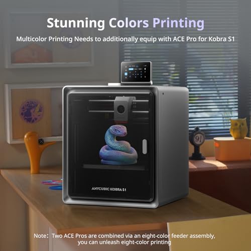 Anycubic 3D Printer Kobra S1 Combo, Multi-Color 3D Printer Max 600mm/s High Speed Printing High Precision