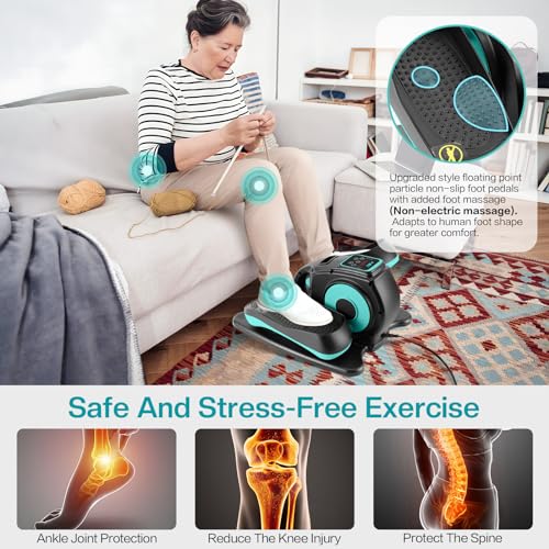 Under Desk Elliptical Machine, Ellipse Leg Exerciser for Seniors Adults, Adjustable Speeds Elliptical Trainer with Remote