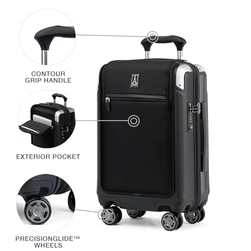 Travelpro Platinum Elite Hardside Expandable Carry on Luggage, 8 Wheel Spinner, TSA Lock, Hard Shell Polycarbonate Suitcase, Metallic Sand
