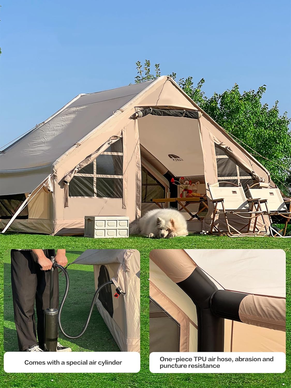DanCoom Inflatable Tent 2/4/6/8 Person Tents for Camping,Easy Setup Large Inflate Tents for Outdoor Camping, Glamping Tents Large ApseF