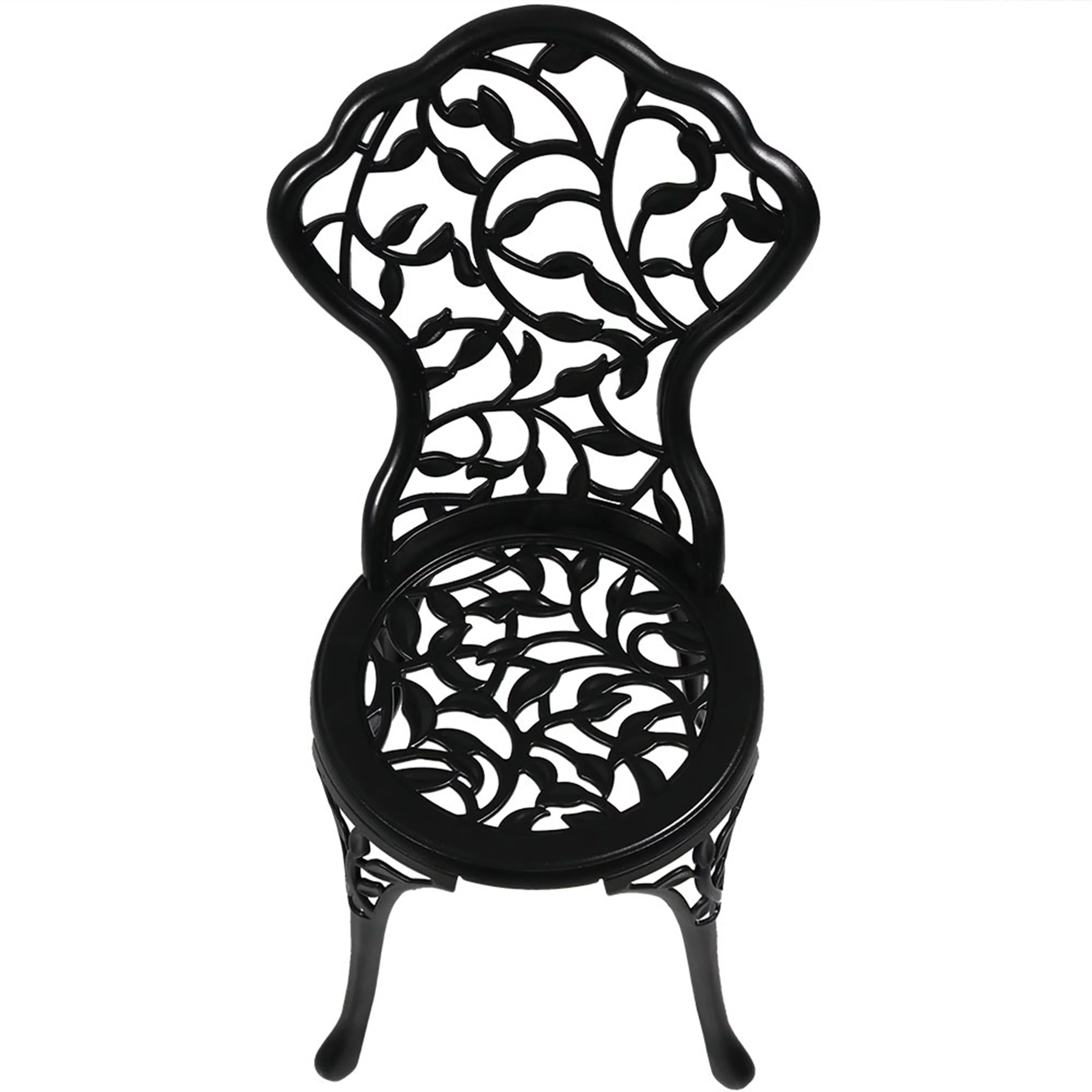 Sunnydaze Floral Design Cast Aluminum Outdoor Patio Bistro Set, Black, 3pc