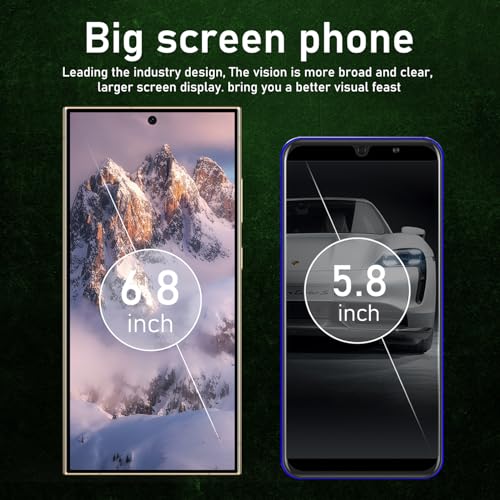Unlocked Cell Phones C24 Ultra Smartphone Android 13 Phones 8GB+256GB/6.8" HD Screen/Dual SIM/108MP+48MP Camera/6800 mAh/Built-in Pen (Light Cyan)