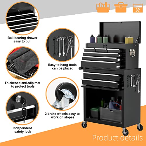 8-Drawer High Capacity Rolling Tool Chest, Removable Cabinet Storage Tool Box with Wheels and Drawers
