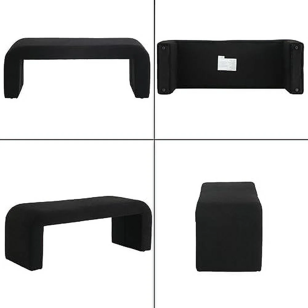 LNboomLife Modern Upholstered Ottoman Waterfall Bench for Bedroom End of Bed  50"