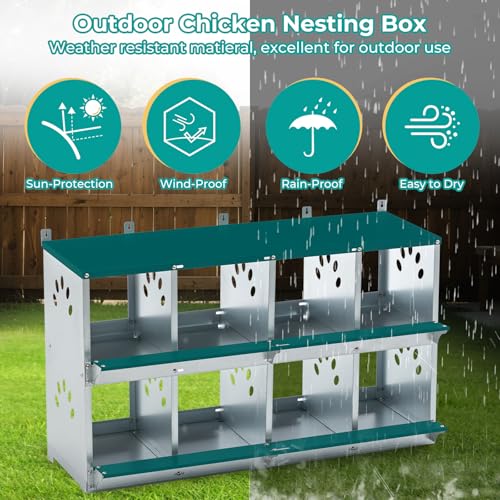 Chicken Coop Nesting Boxes, Wall Mountable Metal Chicken Nesting Box, Easy Egg Collection Roll Away Nesting Boxes Chicken
