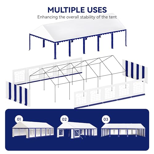 PHI VILLA 20'x16' Outdoor Heavy Duty Party Tent Large Commercial Canopy Wedding Event Shelter with Removable Sidewalls & 3 Storage Bags for Patio