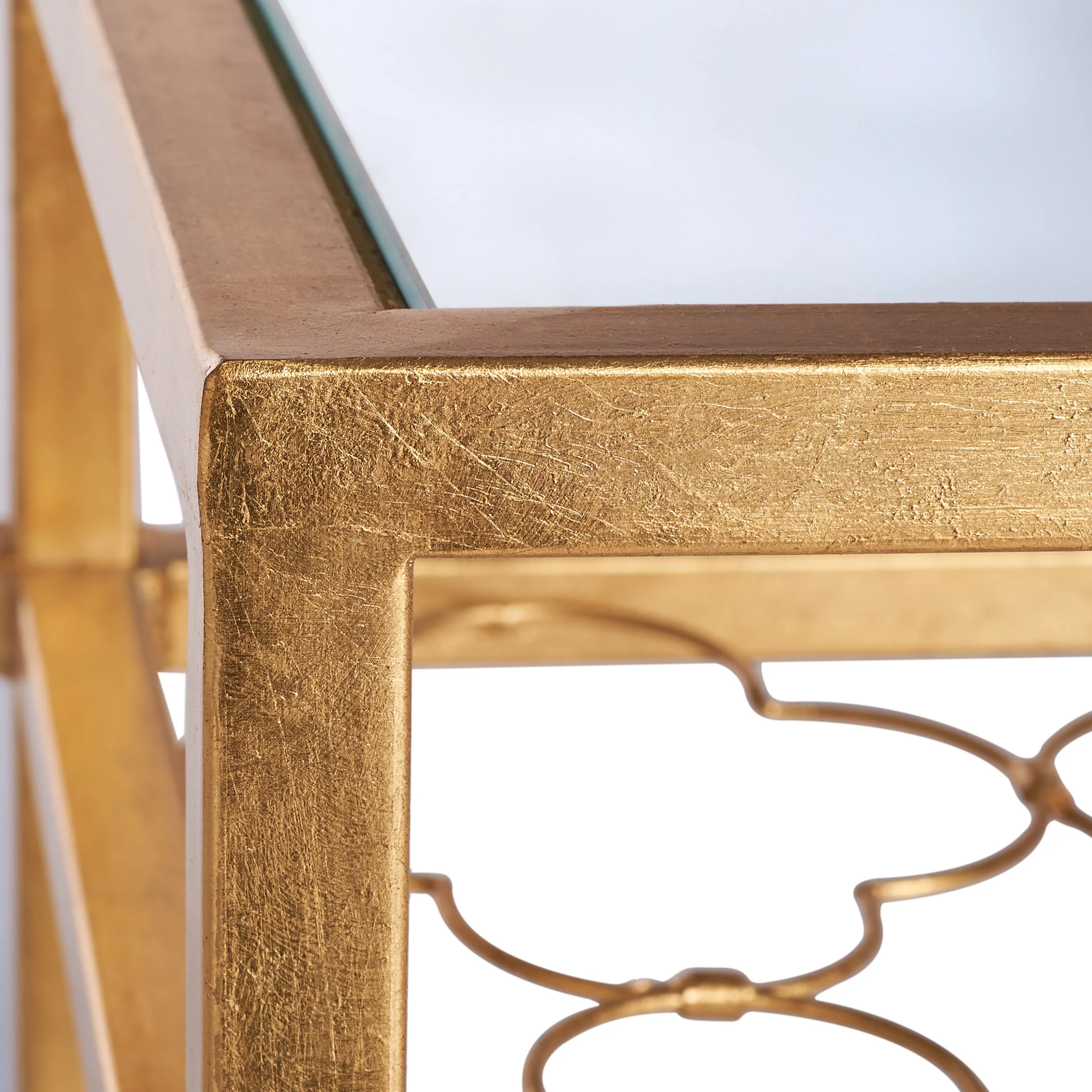 SAFAVIEH Couture Hanzel Glam Glass Top Metal End Table, Gold/Glass