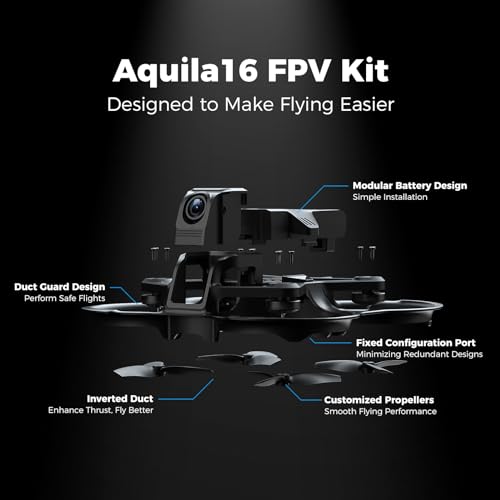 BETAFPV Aquila16 FPV Kit with LiteRadio 2 SE Transmitter for Simulator, VR03 Goggles with DVR Recording Function, 3 Flight Modes