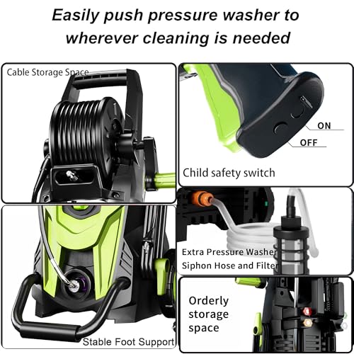Electric Pressure Washer, 4500 PSI 3.2 GPM Power Washer with 4 Quick Connect Nozzles