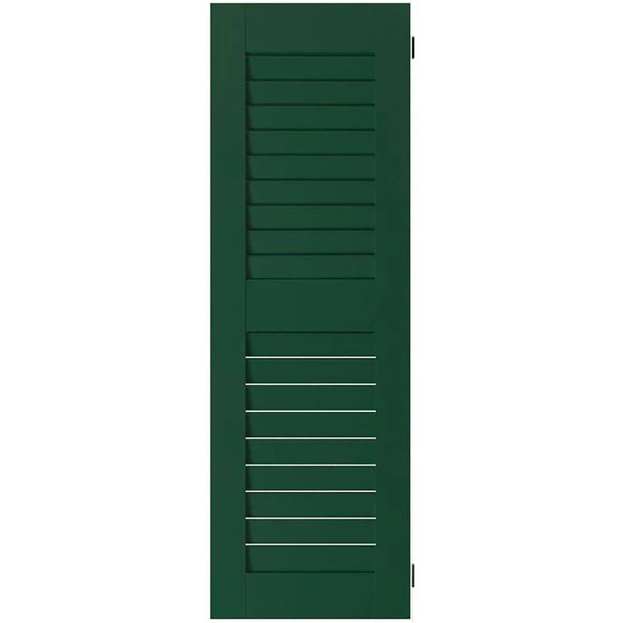 Ekena Millwork 15 in. x 25 in. Exterior Real Wood Sapele Mahogany Louvered Shutters Pair Chrome Green