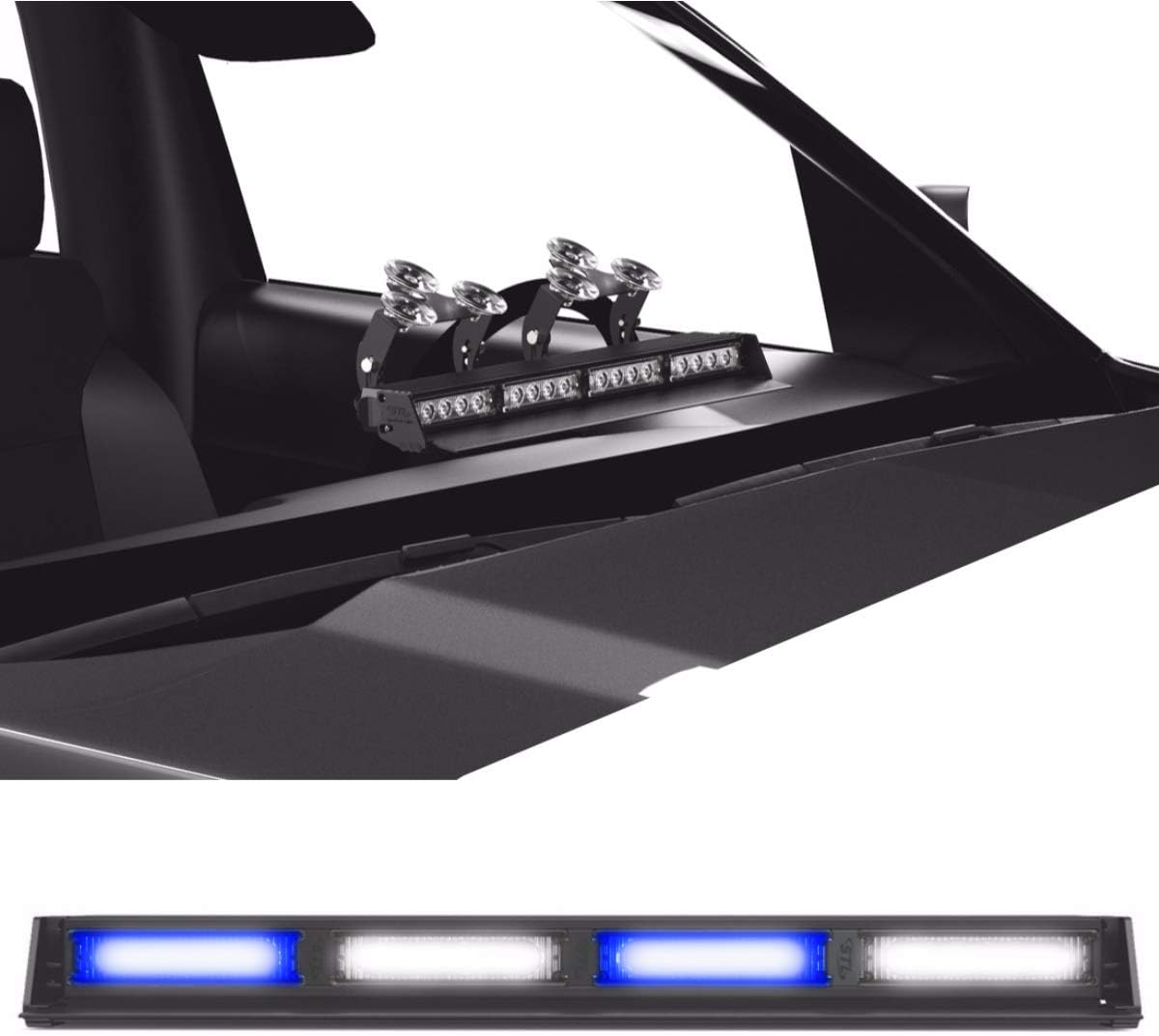 SpeedTech Lights Striker TIR 4 Head High Intensity LED Strobe Deck/Dash Windshield Mount Light Bar for Emergency Vehicles / Hazard Flashing Warning