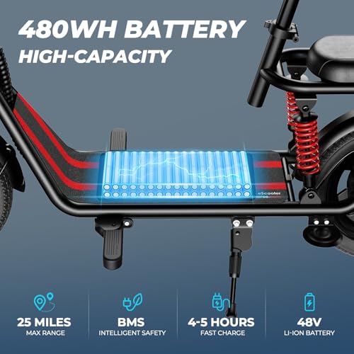 WINDHORSE C3 Adults Electric Scooter with Seat - 14” Tire, 500W Brushless Motor, 3 Speed Modes, Cruise Control, Dual Suspension, 25 Mile Range, 22MPH