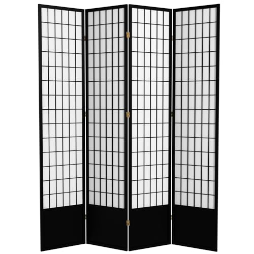Red Lantern 7 ft. Tall Window Pane Shoji Screen-White-3 Panels Room Divider