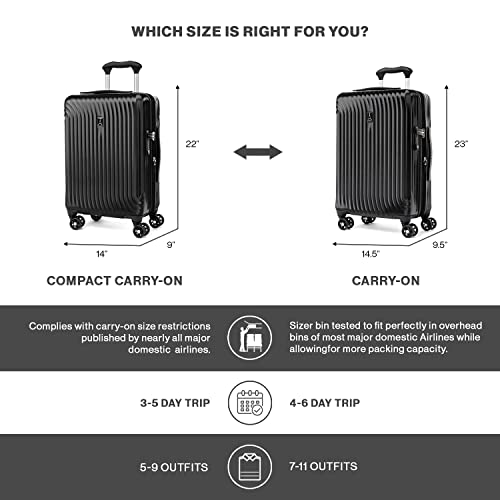Travelpro Maxlite Air Hardside Expandable Carry on Luggage, 8 Spinner Wheels, Lightweight Hard Shell Polycarbonate Suitcase, Shadow Grey