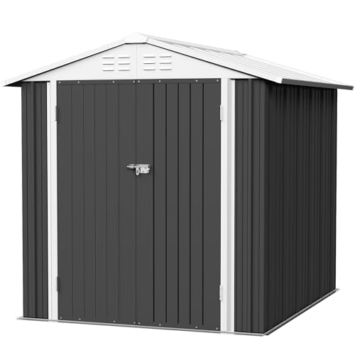 Flamaker Storage Shed Waterproof Metal Garden Shed with Lockable Door Utility Tool Shed Outdoor Storage for Backyard, Patio and Lawn (5 x 3 FT)
