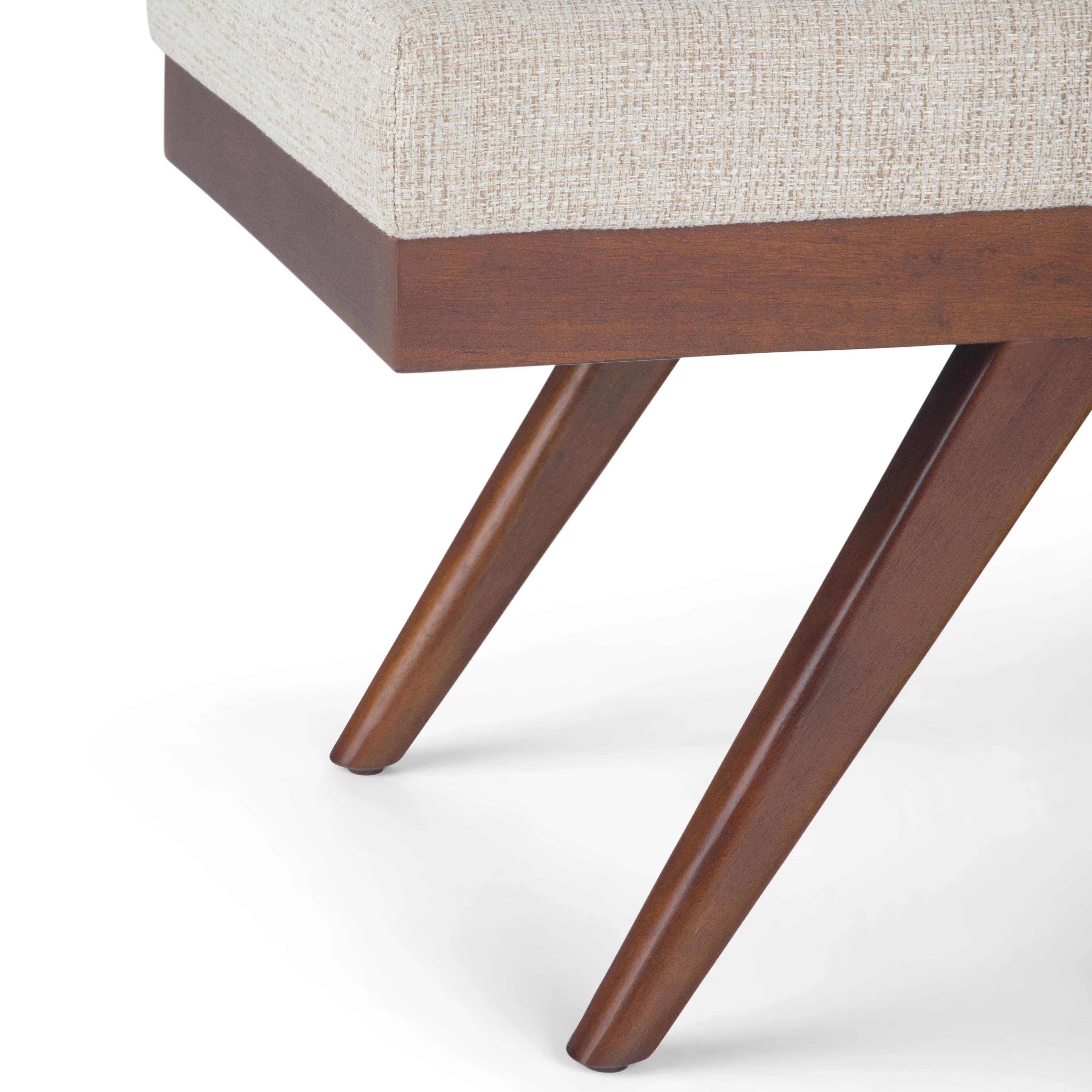 Simpli Home Chanelle Ottoman Bench in Platinum Tweed Look
