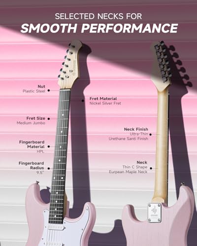DONNER DST-80 Electric Guitar 39” Beginner Electric Guitar Kit with Amp, Classic SSS Pickup Complete with Gig Bag, Tuner, Capo, Strap, Picks