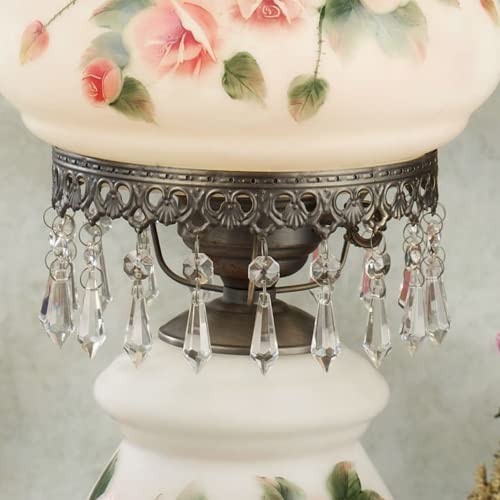 Touch of Class Abigail Hurricane Style Parlor Table Lamp - Antique Victorian Aesthetic - Painted by Hand - Floral Designs